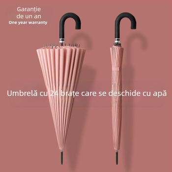 Umbrelă cu mâner lung, cadru cu 12 spițe, țesătură din nylon 170T, spițe din silicon, mâner din aluminiu, deschidere manuală