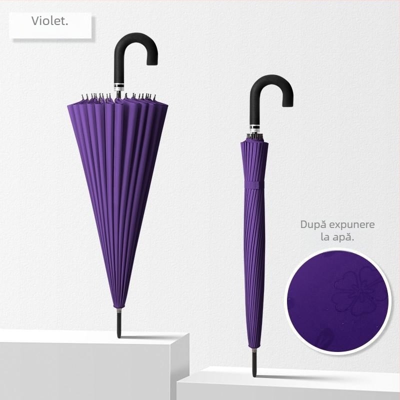 Umbrelă cu mâner lung, cadru cu 12 spițe, țesătură din nylon 170T, spițe din silicon, mâner din aluminiu, deschidere manuală