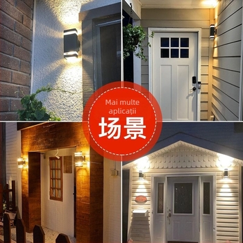 Lampa de perete exterior LED – impermeabilă, abajur ABS, corp din aluminiu, tensiune redusă ≤36V, lampă de perete pătrată pentru vilă/intrare