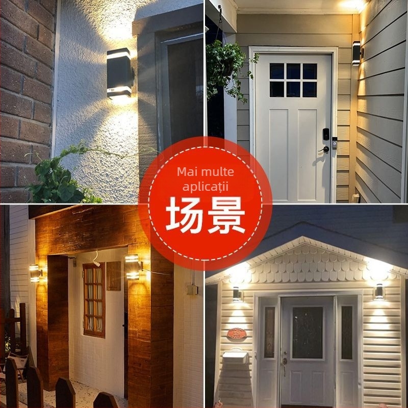 Lampa de perete exterior LED – impermeabilă, abajur ABS, corp din aluminiu, tensiune redusă ≤36V, lampă de perete pătrată pentru vilă/intrare