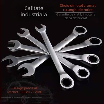 Cheie cu raț de două capete, acoperire cromată, oțel crom-vanadiu, greutate 0.7