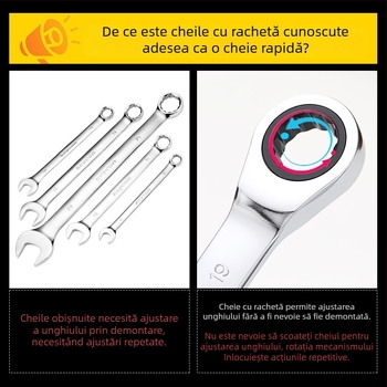 Cheie cu raț de două capete, acoperire cromată, oțel crom-vanadiu, greutate 0.7