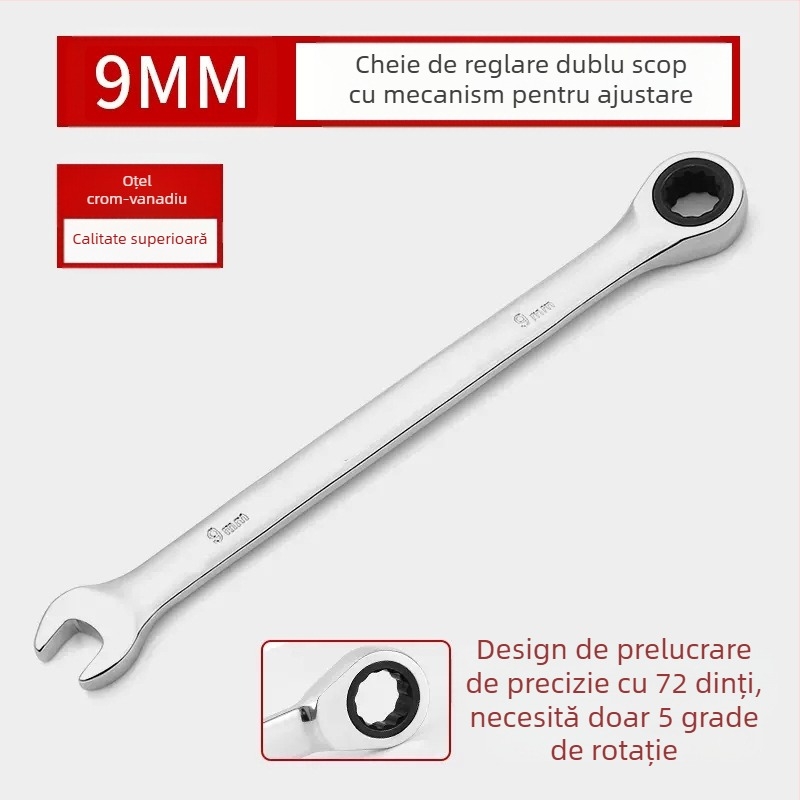 Cheie cu raț de două capete, acoperire cromată, oțel crom-vanadiu, greutate 0.7