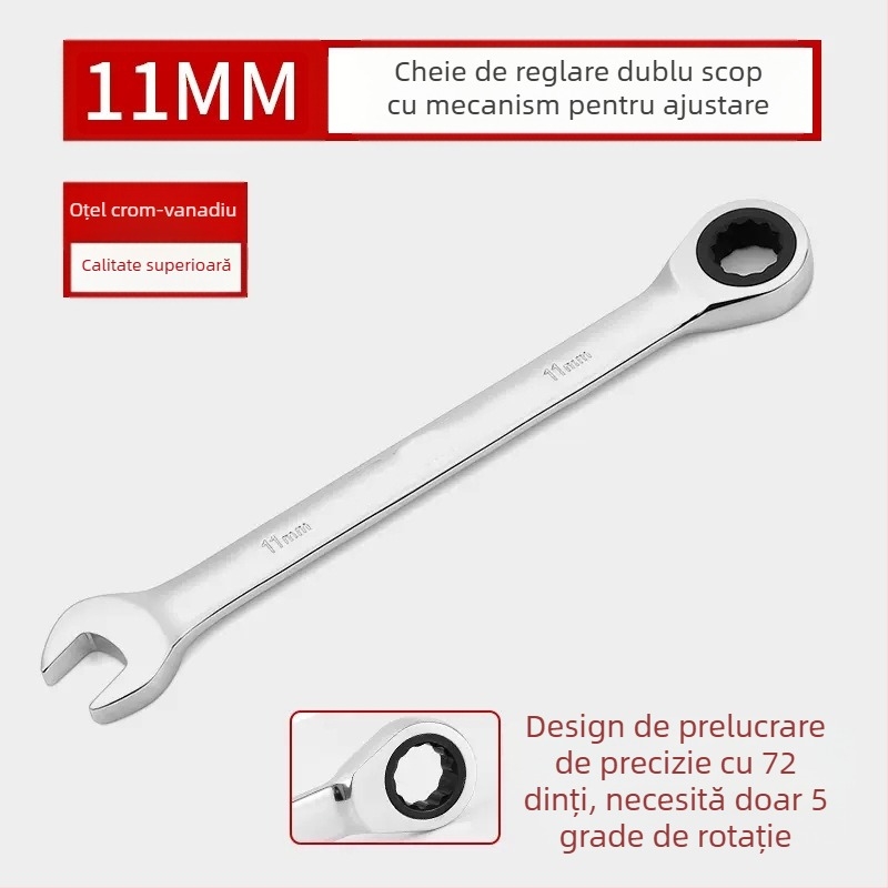 Cheie cu raț de două capete, acoperire cromată, oțel crom-vanadiu, greutate 0.7