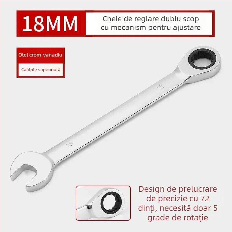 Cheie cu raț de două capete, acoperire cromată, oțel crom-vanadiu, greutate 0.7