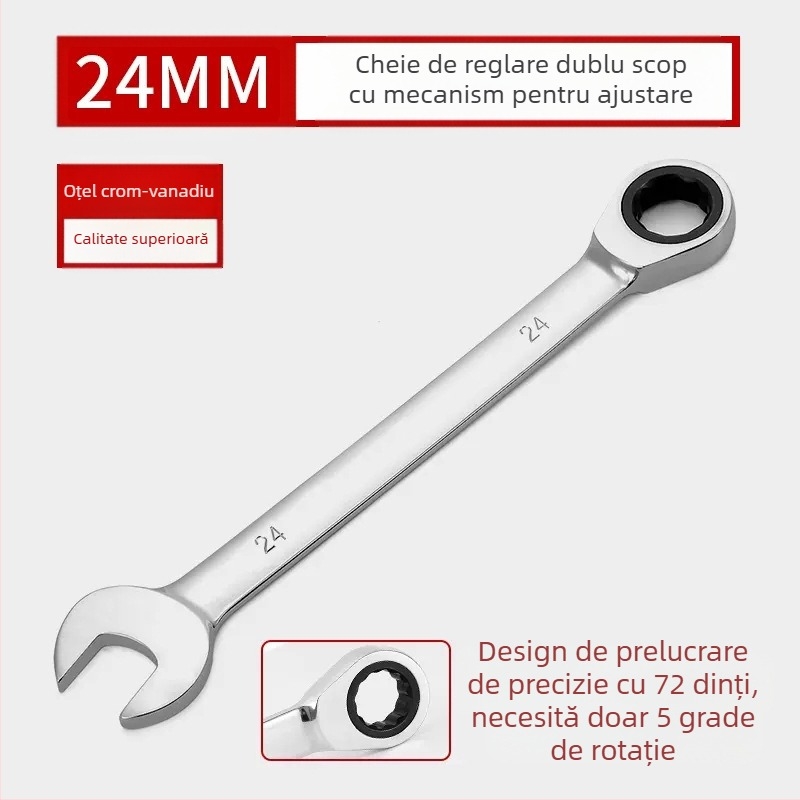 Cheie cu raț de două capete, acoperire cromată, oțel crom-vanadiu, greutate 0.7