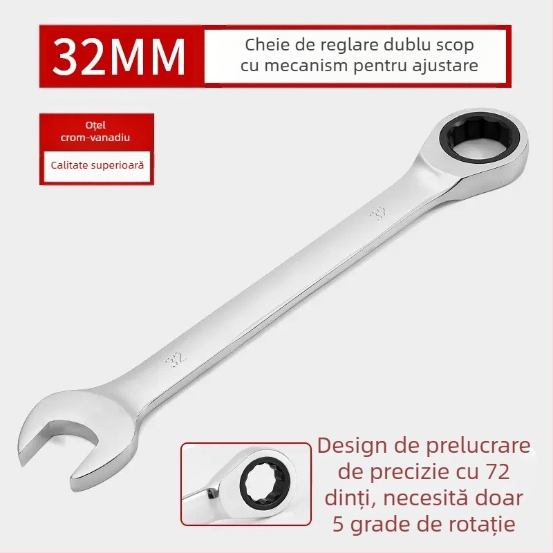 Cheie cu raț de două capete, acoperire cromată, oțel crom-vanadiu, greutate 0.7