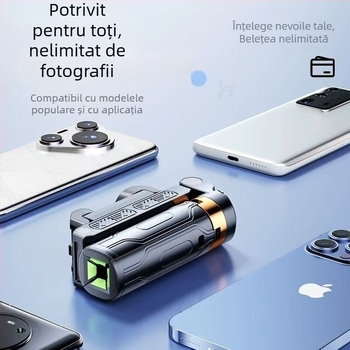 Mini selfie stick Bluetooth pentru telefon cu trepied cu patru picioare, telescopic, stabilizare a imaginii, iluminare încorporată, aluminiu + ABS