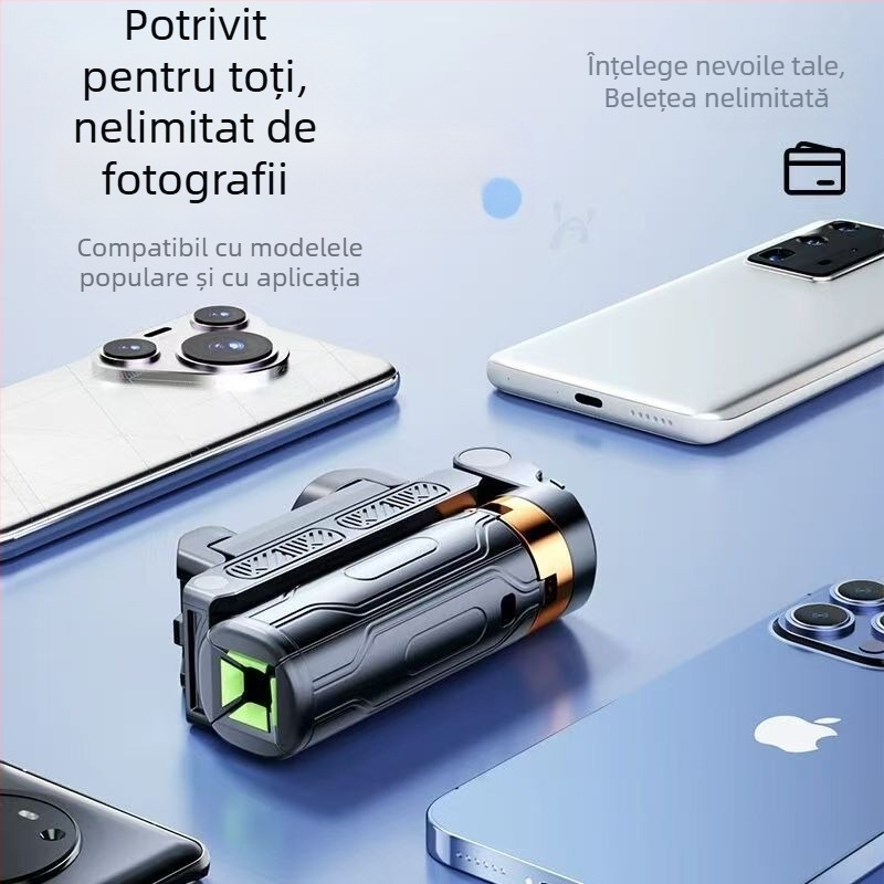 Mini selfie stick Bluetooth pentru telefon cu trepied cu patru picioare, telescopic, stabilizare a imaginii, iluminare încorporată, aluminiu + ABS