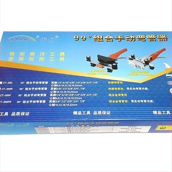 Îndoitor de țevi, gamă 6–22 mm, îndoire de 90°, acționare manuală cu dinți (ratchet) și disc din nylon, aliaj de aluminiu + plastice inginerești, personalizabil
