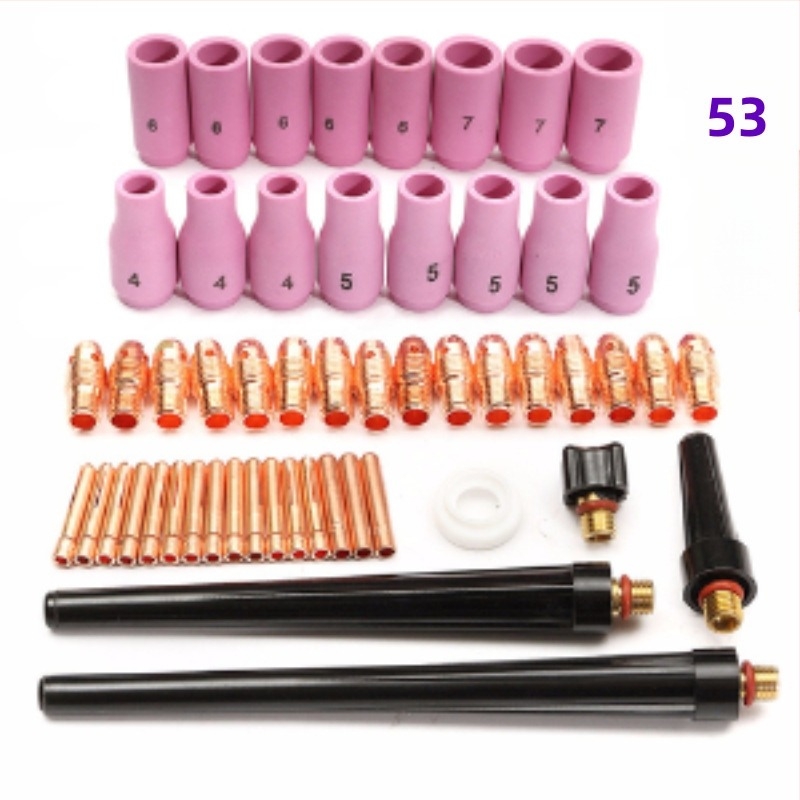 Willishi set accesorii pentru pistol de sudură cu arc cu argon, 58 de piese, compatibil WP9/WP200/WP25, cu pahar din sticlă rezistent la temperaturi înalte