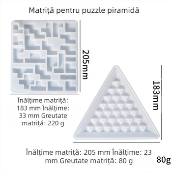 Matriță din silicon pentru rășină DIY — piramidă puzzle și blocuri de construcție