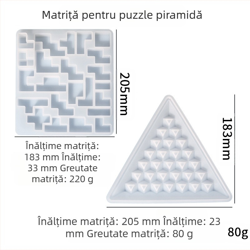 Matriță din silicon pentru rășină DIY — piramidă puzzle și blocuri de construcție