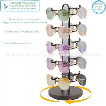 Suport de afișare pentru ochelari de soare – suport din fier forjat, formă geometrică, brand Yizhu crafts, stil luxos ușor