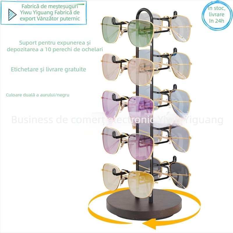 Suport de afișare pentru ochelari de soare – suport din fier forjat, formă geometrică, brand Yizhu crafts, stil luxos ușor