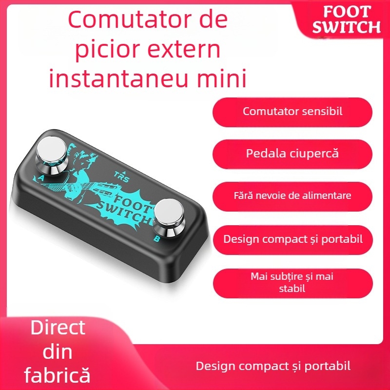 Pedal de efecte — pedal dublu cu întrerupător extern pentru picior, comutare instantanee, construcție metalică, JAMJUM