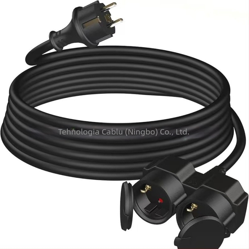 MT cablu extensie în formă de Y, cu două prize, pentru exterior, izolație PVC, certificare CE, 3C 2011010101472172