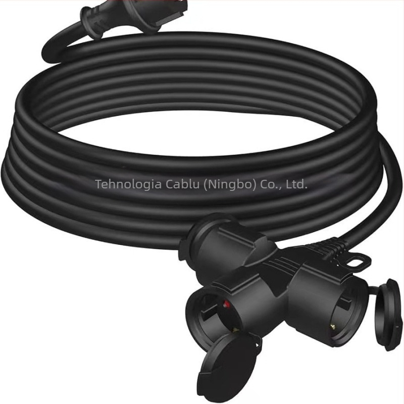 MT cablu extensie în formă de Y, cu două prize, pentru exterior, izolație PVC, certificare CE, 3C 2011010101472172