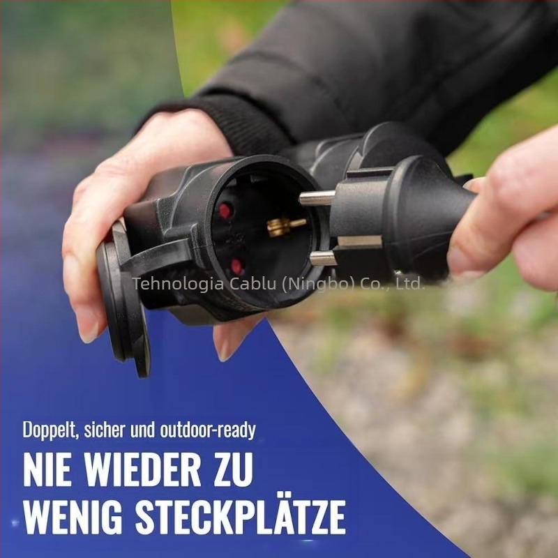 MT cablu extensie în formă de Y, cu două prize, pentru exterior, izolație PVC, certificare CE, 3C 2011010101472172