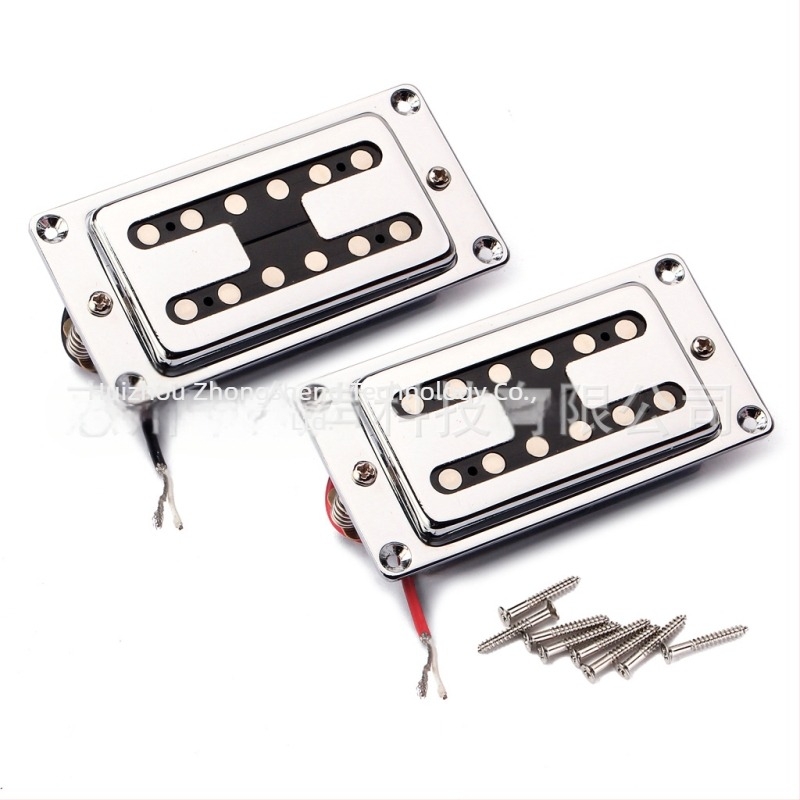 Pickup dublu pentru chitară cu cadru plat cromat | Material: bază din alamă și carcasă cromată; Model GMC42