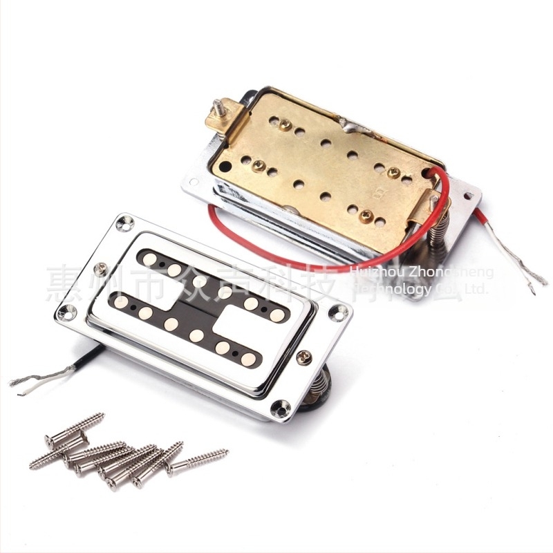 Pickup dublu pentru chitară cu cadru plat cromat | Material: bază din alamă și carcasă cromată; Model GMC42