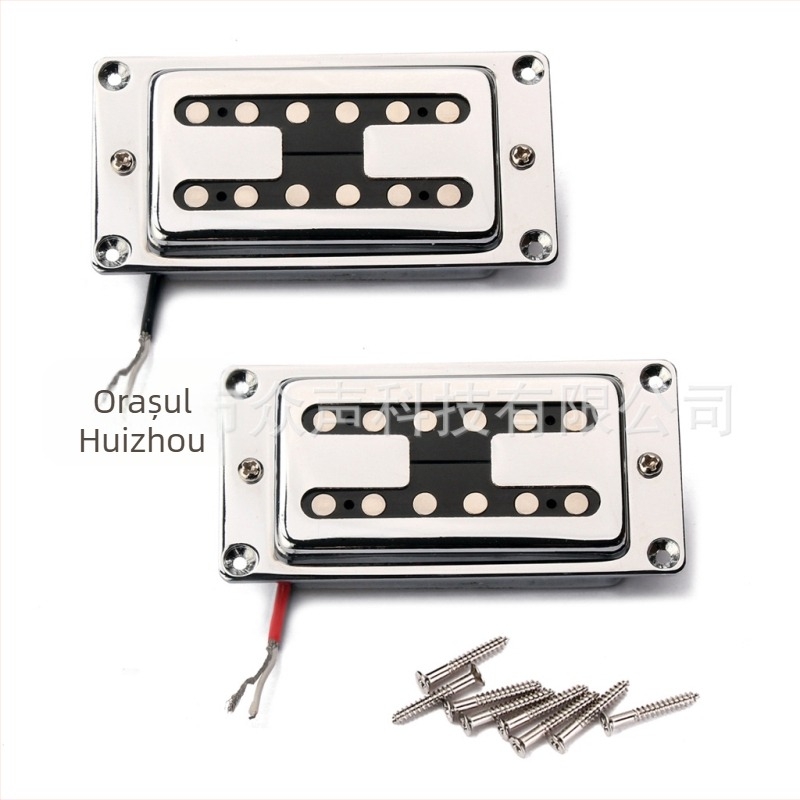 Pickup dublu pentru chitară cu cadru plat cromat | Material: bază din alamă și carcasă cromată; Model GMC42