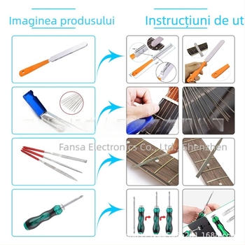 Set unelte de reparații pentru chitară JT-025 pentru chitare acustice | construcție metal-plastică | 25 piese