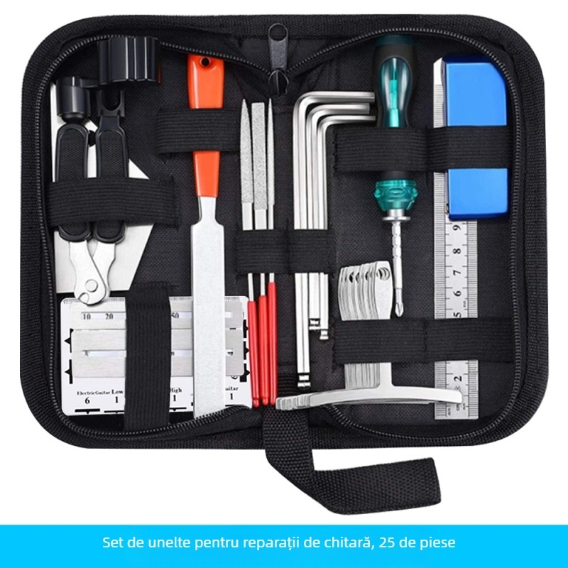 Set unelte de reparații pentru chitară JT-025 pentru chitare acustice | construcție metal-plastică | 25 piese