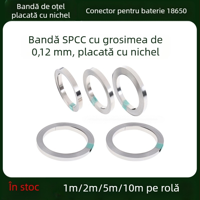 Piesă de conectare pentru baterie 18650, bandă din oțel nichelat, grosime 0,12 mm