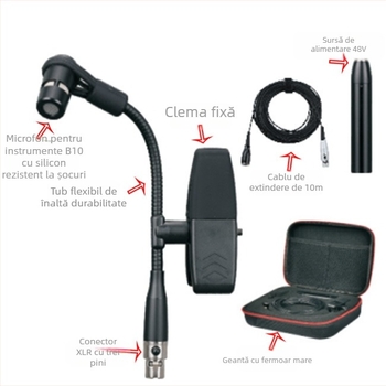 Microfon condensator pentru instrumente muzicale pentru saxofon, corn și trompetă — Dr.MIC/teacher Mai; direcție în formă de inimă; SNR ≥85 dB