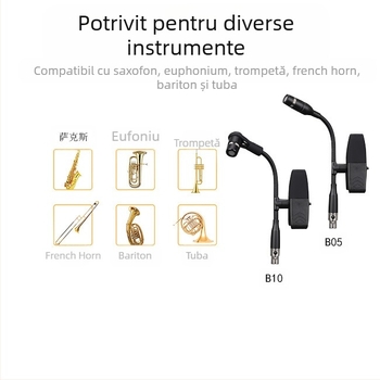 Microfon condensator pentru instrumente muzicale pentru saxofon, corn și trompetă — Dr.MIC/teacher Mai; direcție în formă de inimă; SNR ≥85 dB