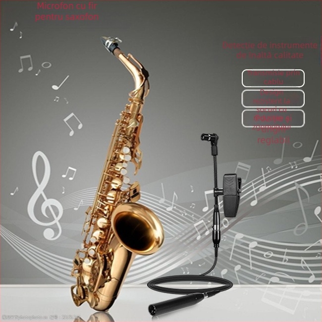 Microfon condensator pentru instrumente muzicale pentru saxofon, corn și trompetă — Dr.MIC/teacher Mai; direcție în formă de inimă; SNR ≥85 dB