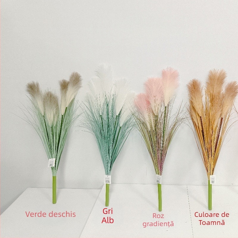 Buchet artificial din stuf – PVC moale, stilizare și turnare prin injecție, varietate simulată de grădină, pentru nuntă, exterior, recuzită pentru fotografie, decor de casă