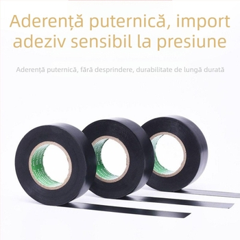 Bandă izolatoare electrică, PVC, ultra-subțire, ignifugă și impermeabilă, cu o singură față adezivă, hârtie de degajare, 10 role