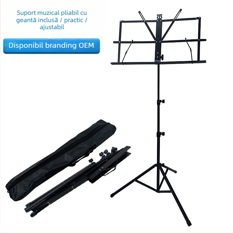 Stativ pentru muzică model 03, portabil, reglabil și pliabil, cu husă de transport, pentru Guzheng, de la HAOYANG, materiale: fier, cauciuc, PP