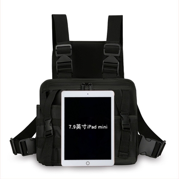 Gență pentru piept pentru bărbați cu design cyber-funcțional, din stofă Oxford, impermeabilă, rezistentă la uzură, cu elemente reflectorizante și model cu litere