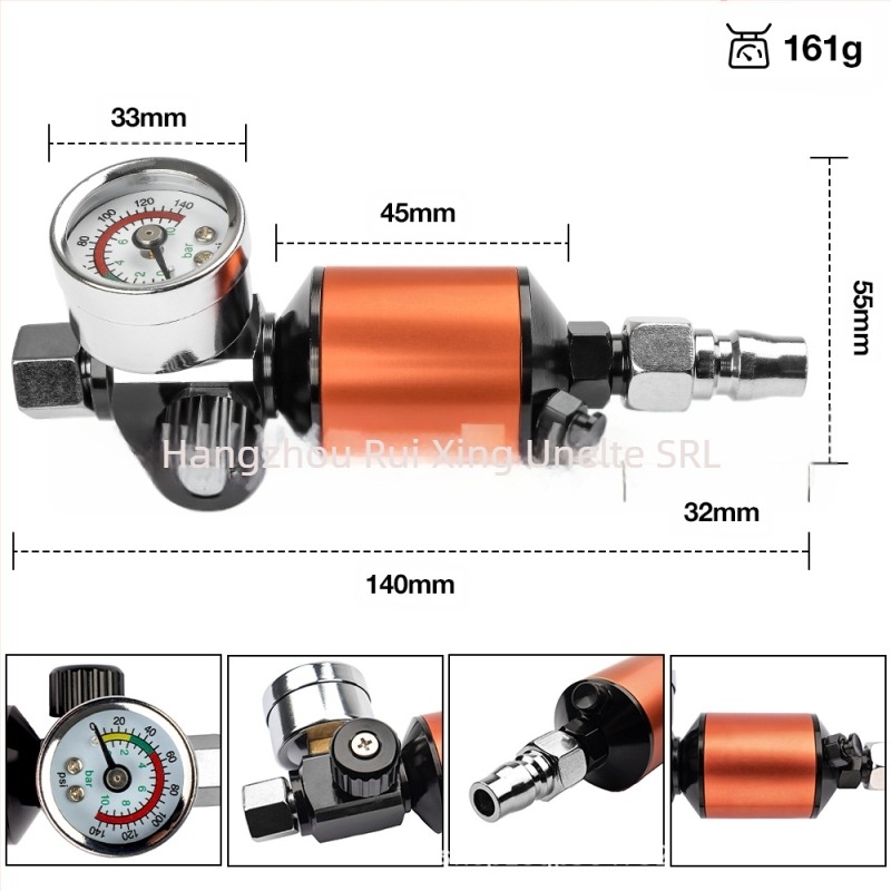 Pistol de pulverizare - regulator de presiune cu separator ulei-apă și filtru de aer, greutate 0,2 kg