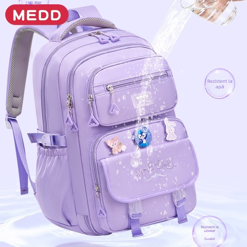 Rucsac școlar pentru fete, material Oxford impermeabil, capacitate mare, ultra ușor, spate ergonomic cu curbă pentru reducerea încărcării și protecția coloanei vertebrale
