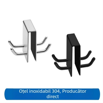 Cârlig din oțel inoxidabil 304 pentru uși din sticlă — cârlig de baie suspendat, stil minimalist modern, încărcare maximă 10 kg
