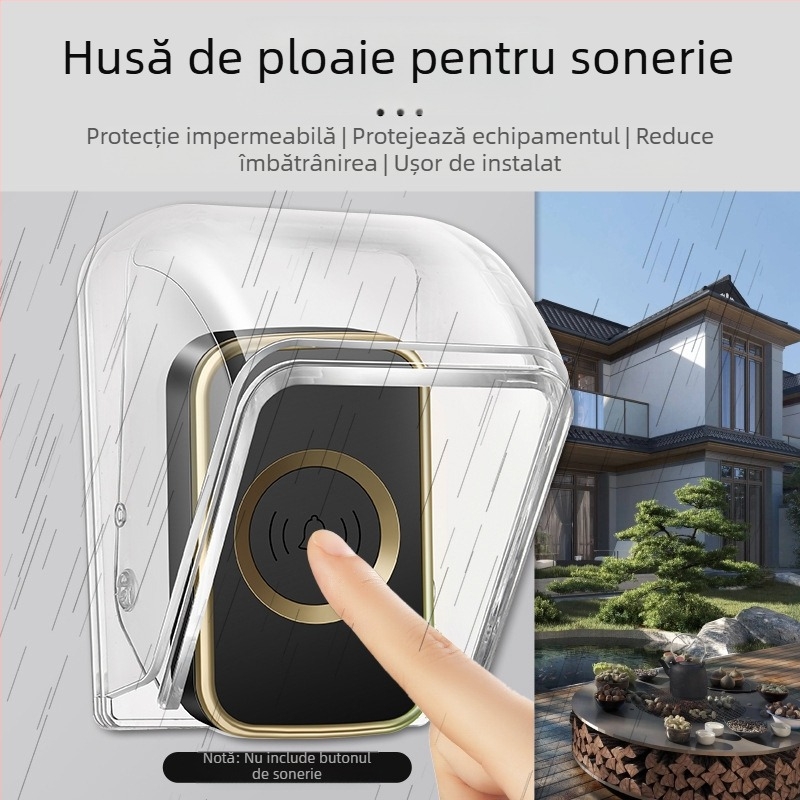 Sonerie fără fir cu capac de protecție împotriva ploilor, model E10 – cutie exterior impermeabilă