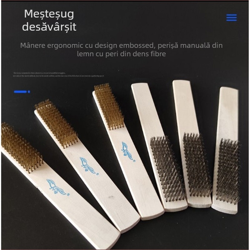 Perie de sârmă cu mâner din lemn pentru îndepărtarea ruginii și curățarea suprafețelor metalice (Procesare personalizabilă)