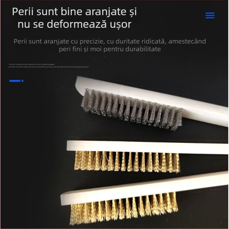 Perie de sârmă cu mâner din lemn pentru îndepărtarea ruginii și curățarea suprafețelor metalice (Procesare personalizabilă)