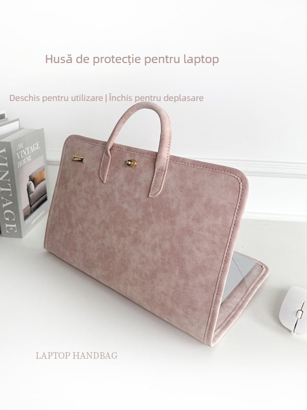 Husă pentru laptop și geantă — respirabilă, ultra-ușoară, din PU, model solid, pentru femei