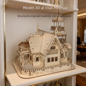 Set 3D din lemn – model vilă, pentru vârsta 7–14 ani, jucărie STEM educațională
