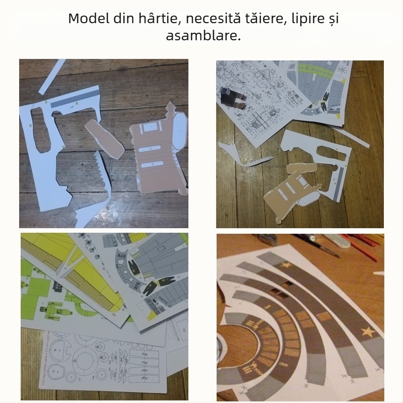 Model de tractor din hârtie, scară 1:32, asamblabil, pentru DIY, fără electricitate