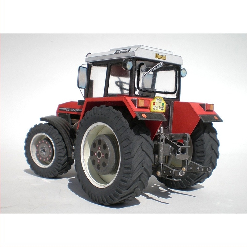 Model de tractor din hârtie, scară 1:32, asamblabil, pentru DIY, fără electricitate