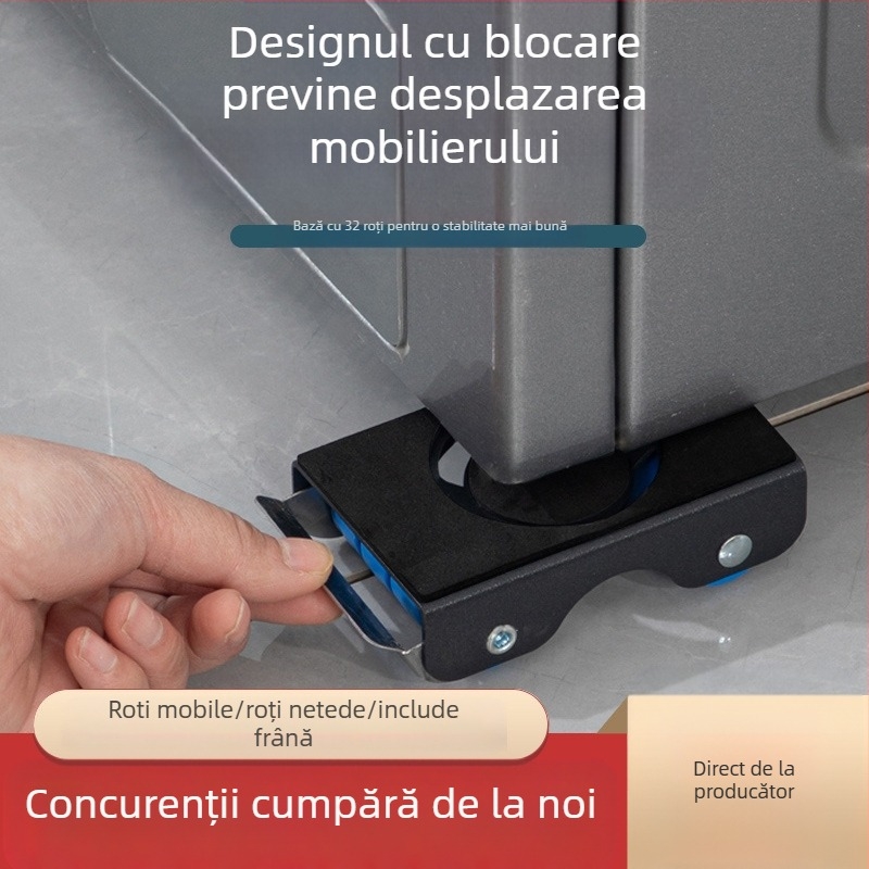 Bază pentru mașină de spălat și frigider cu suport mobil reglabil, suport anti-alunecare, cadru din oțel inoxidabil, fără montaj, 80% plastic nou