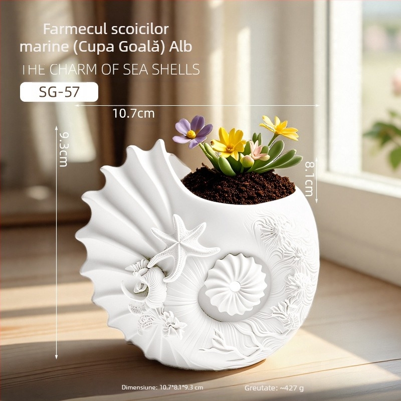 Vas decorativ din ipsos, în formă de cupă, pentru lumânări și plantă de birou, compatibil cu lumânările parfumate, confecție semi-manuală și semi-mechanică, fără logo