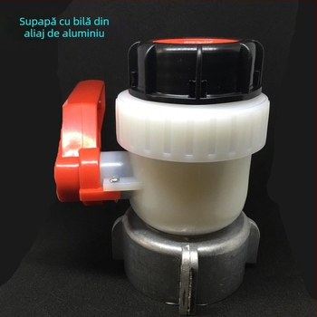 Supapă cu fluture pentru bidon IBC, DN50, rezistentă la acizi și baze, din plastic, 1–1.6 MPa