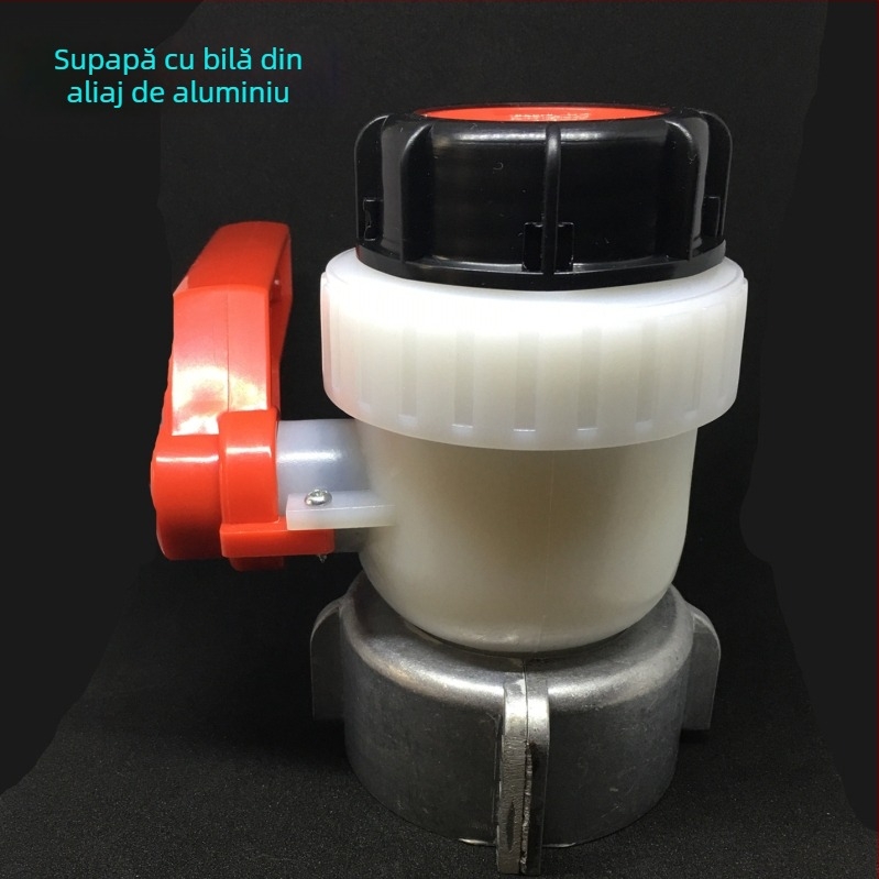 Supapă cu fluture pentru bidon IBC, DN50, rezistentă la acizi și baze, din plastic, 1–1.6 MPa